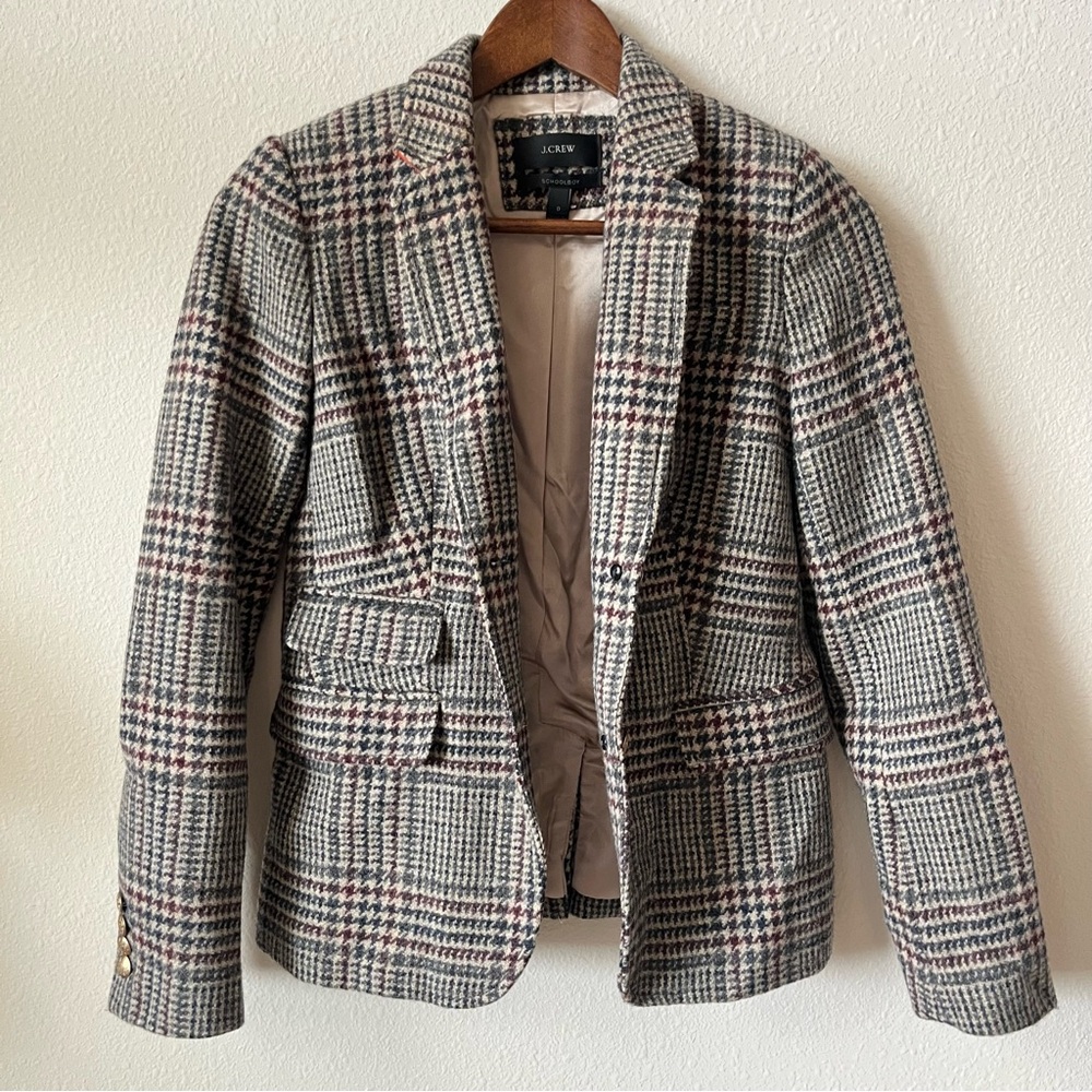 J. Crew Plaid Blazer Cream Black Schoolgirl Preppy Casual Formal Academi… - Picture 8 of 9